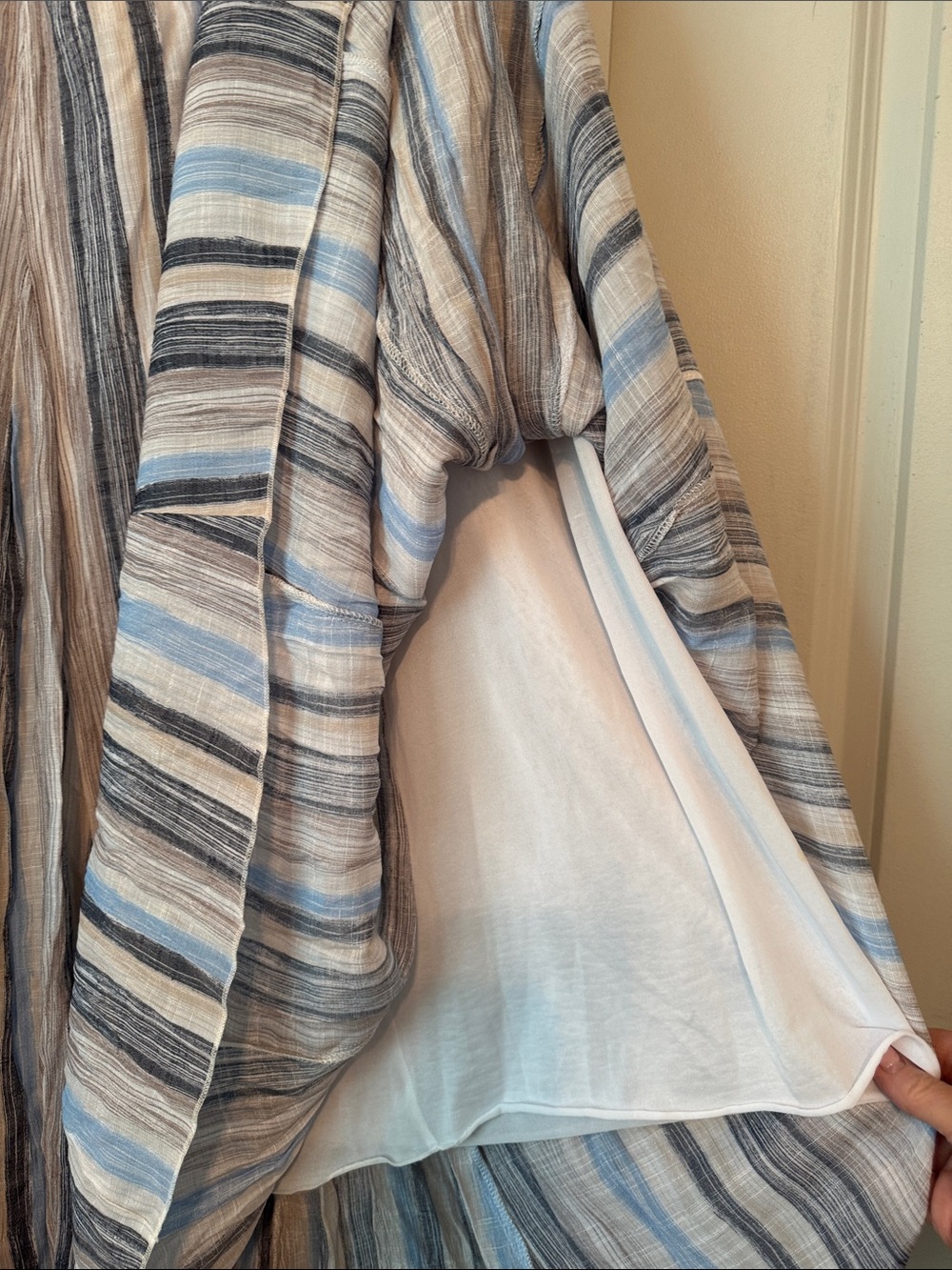 Lightweight Striped Maxi Skirt in Blue, Beige and Cream by Soft Surroundings - Picture 3 of 3